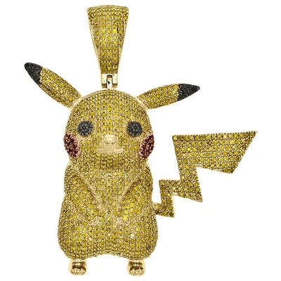 14K Yellow Gold Plated 1.70Ct Round Cut Canary Yellow Lab-Create Pikachu Pendant - Image 1 of 4