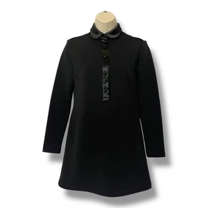 Mini Vestido Harvey Faircloth Talla 4 Negro Algodón Jersey Polar Línea A Ponte Tejido - Imagen 1 de 11