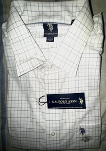US Polo Assn Mens Button Down Casual Dress Shirt XL Blue Striped 17-17.5 32/33 - Picture 1 of 6