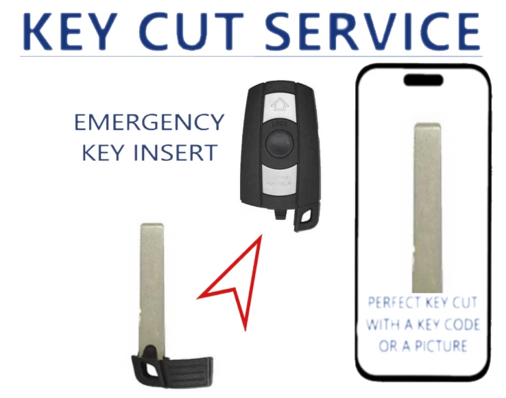 CORTE DE LLAVE + Inserto de llave de emergencia para BMW 1 / 3 / 5 - Serie / X5 / X6 2006 - 2011 Foto 1 de 4