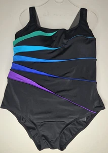 Traje de baño Longitude de una pieza para mujer 20 negro correa ancha control abdominal - Imagen 1 de 7