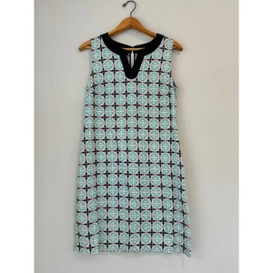 Talbots Damen Größe 6 Ärmellos Leinenmischung Etuikleid Geometrisches Muster - Bild 1 von 7