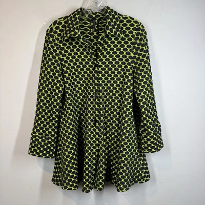 Chaqueta IC By Connie K Talla S Moderna Negra Verde Círculos Tres Botones Diseñador EE. UU. Foto 1 de 4