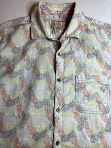 Vintage Italia Shirt Short Sleeve Cotton Pineapple Print Button Up Men's Large - Picture 1 of 12