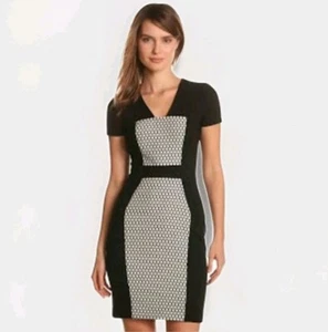 Yoana Baraschi Anthropologie Pencil Dress Black Stretch Sheath Career USA Size 6 - Picture 1 of 13