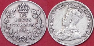 Fine 1932 Canada Silver 10 Cents - Picture 1 of 1