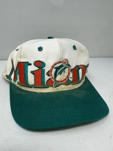 Vintage NFL Miami Dolphins LOGO 7 Snapback Hat 90s Big Script Cap - Picture 1 of 10