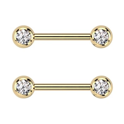 Par de extremos de bola de circonita cúbica barras de pezón roscadas internamente de titanio 14G ASTM F-136 Foto 1 de 3