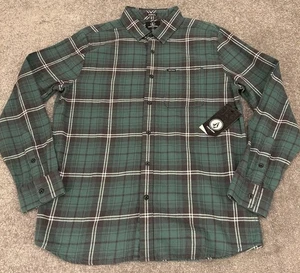 Volcom Shirt Mens Medium Green Caden Plaid Flannel Classic Fit Long Sleeve NEW - Picture 1 of 11