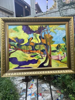 Acrílico sobre lienzo fauvista siglo XX lienzo 18x24 montado en marco dorado Foto 1 de 4