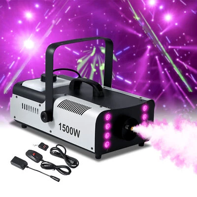 1500W Fog Smoke Machine DJ Stage Fogger Effect RGB 8LED 3IN1 Multi Color Remote - Image 1 of 4