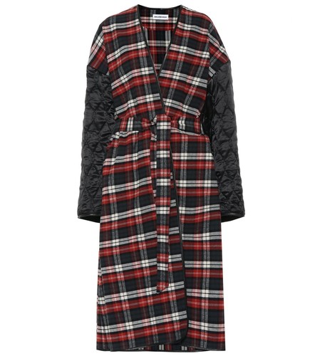 Cappotto avvolgente BALENCIAGA a quadretti cotone flanella trapuntato nylon trapuntato FR 34 $3.800