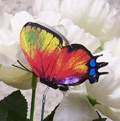 Garden Decor Flower Pot Plant Pick Stake Colorful Butterfly NEW 12“ tall #17 - Image 1 of 4