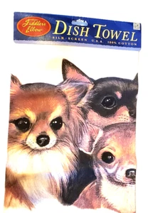 Toalla de plato grande Chihuahua con pantalla de seda para violinista 22"x32"_100 % algodón nueva con etiquetas - Imagen 1 de 6