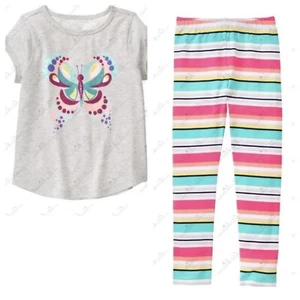 Gymboree Girls S 5-6 Mix n Match Sparkle Butterfly Tee Striped Legging Set NWT - Picture 1 of 5