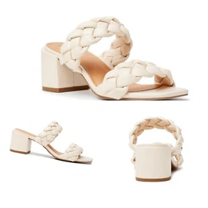NEW Time And TRU Women cream braided block heels Memory Foam US 7.5,EU 39.5UK 5 - Picture 1 of 9