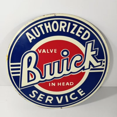 Authorized Buick Service 10 3/4 Inch Round Metal Sign - Image 1 of 2