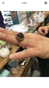 ANTIQUE NATURAL BOHEMIAN GARNET 14K ROSE GOLD PRINCESS CLUSTER RING - Picture 1 of 5