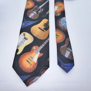 Ralph Marlin "Guitar II" Men Tie 1995 Guitars Necktie Blues Rock & Rock - EUC - Picture 1 of 12