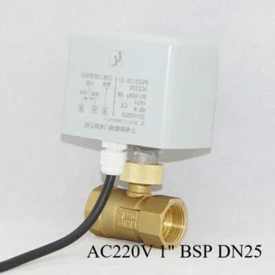 Brass 2 Way Motorized Ball Valve Electrical Actuator Valve AC220V 1" BSP DN25 - Image 1 of 4