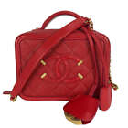 Chanel Cc Filigree Vanity Bag A93343 Red Cavier Skin #475