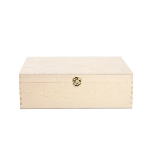 Plain Wooden Storage Box with Hinged Lid Front Clasp DIY Craft Treasure Chest - Picture 1 of 5