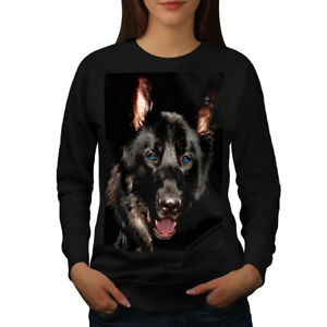 Wellcoda Animal Wild Dog Womens Sweatshirt, Wildlife Casual Pullover Jumper