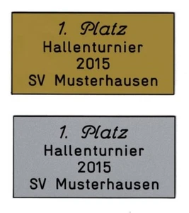 Schild (Gr.M=2,8x5,8 cm) für Pokal,Briefkasten,Tür inkl.4 Zeilen Gravur 2,70 EUR - Bild 1 von 3