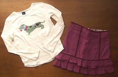 Usada en Excelente Condición Falda Mezcla Lana Niños Pequeñas Pliegues Súper Lindos 10 + Camisa Perro 8 M Foto 1 de 4