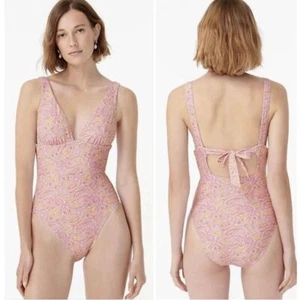 J. Crew Pink Paisley Tie Back Swimsuit       Size: 6 - Picture 1 of 5
