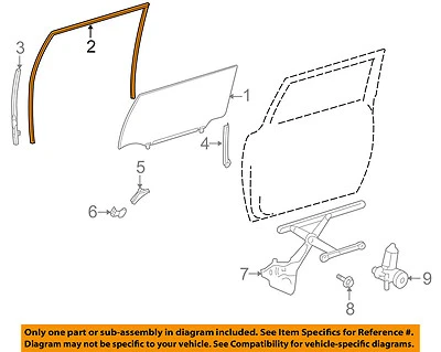 TOYOTA OEM 6815135092 Front Left Door Window Run Channel 2007-14 FJ CRUISER - Image 1 of 2