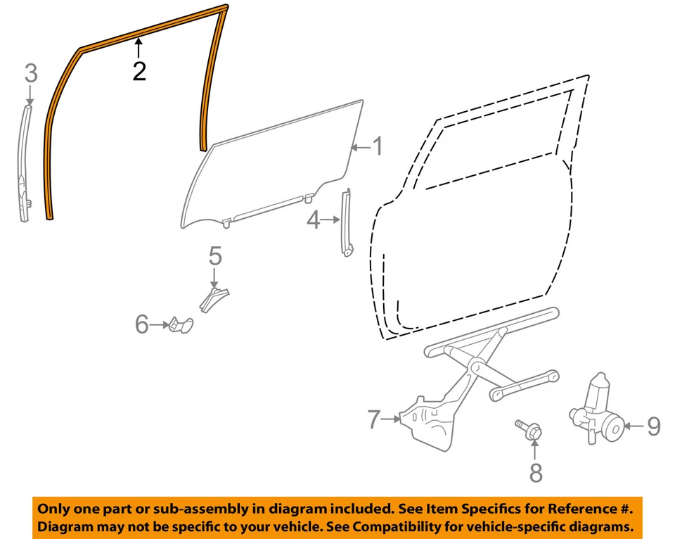 TOYOTA OEM 07-14 FJ Cruiser puerta delantera canal de funcionamiento izquierdo 6815135092 Foto 1 de 2