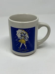 Vintage Morton Salt 1956 Umbrella Girl Ceramic Coffee Mug When it Rains it Pours - Picture 1 of 4