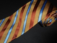 Jos A Bank Tie Signature Gold Blue Stripe Woven Jacquard Necktie Italain Silk