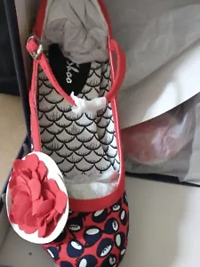 Brand new in box Ladies Blue and Red Danica Ruby Shoo size 5 - Picture 1 of 6
