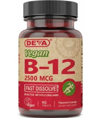 Deva VITAMINA VEGANA B-12 (PASTILLAS DE DISOLUCIÓN RÁPIDA) - 2500 MCG, 90 comprimidos Foto 1 de 2
