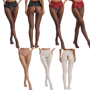 Women Lingerie Stretchy Stockings Sheer Tights Nylon Sexy Clubwear Silk Floral - Picture 1 of 6