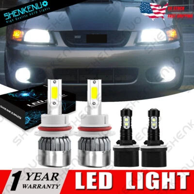 For Ford Mustang Gt Svt Cobra 1999-2002 2003 4X 6000K LED Headlight Fog Lamp Kit - Image 1 of 4