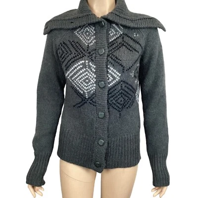 Cárdigan Columbia Suéter Wm M Gris Lana Mezcla Alpaca Tejido Abotonado Foto 1 de 4