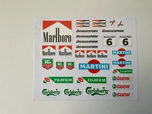 Carlsberg, Martini, Fujifilm Castrol, Tag HeuerScalextric sheet size 95mm x 85mm - Picture 1 of 4