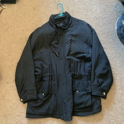 Chaqueta Abrigo Neiman Marcus Exclusivo 100% Seda Hombre Talla XL Botón Cierre Cremallera Foto 1 de 4