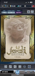 Topps Star Wars Digital Card Trader Gold Jedi Masters Yoda Insert - Imagen 1 de 1