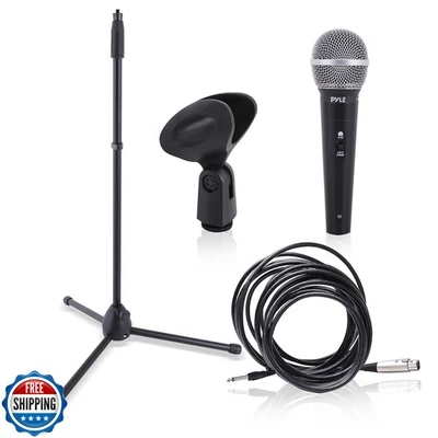 Pyle Professional Handheld Dynamic Microphone Kit - Unidirectional Vocal Wire - Image 1 of 4
