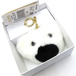 Neu im Karton Michael Kors Bommel Teddybärfell Schlüsselanhänger Handtasche Anhänger Optik weiß/gold - Bild 1 von 9