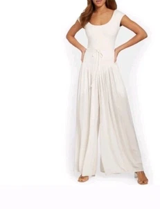 Mustard Seed Lightweight Cream Wide Leg Drawstring Elastic Waist Pants Med NWT - Picture 1 of 7
