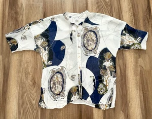CITRON SANTA MONICA Size XL Button Front Tunic Blouse Floral Silk Blend Crinkle - Picture 1 of 5