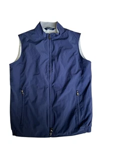 Peter Millar Vest Mens Small Navy Blue Crown Crafted Jacket Full Zip Pockets - Picture 1 of 6