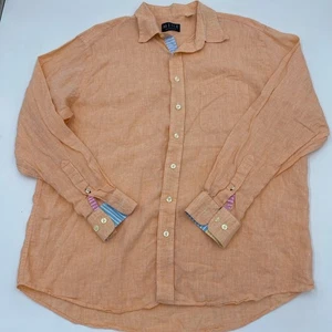 Camisa Mine Para Hombre XL Abotonada 100% LINO Puños Londres Milán Nueva York Clásica - Imagen 1 de 7