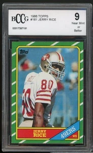 1986 Topps #161 Jerry Rice Rookie Card BGS BCCG 9 Near Mint+ - Picture 1 of 10