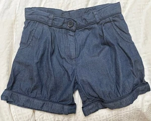 Jacadi Girls Lightweight Denim Shorts Dark Blue 6a 6y 6 116 Pleated Detailed Hem - Picture 1 of 6